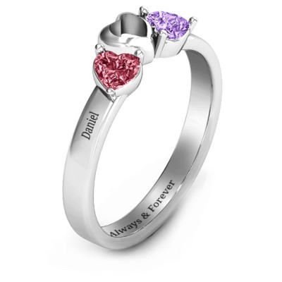 Sparkling Sweethearts Two-Stone Solid White Gold Ring