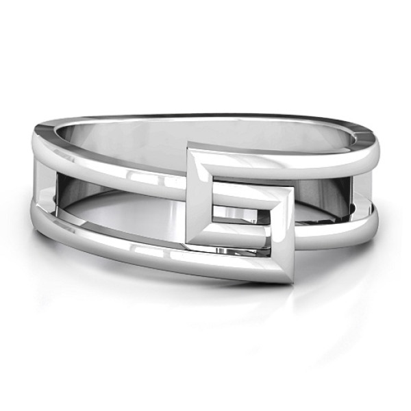 Square on Square Geometric Solid White Gold Ring