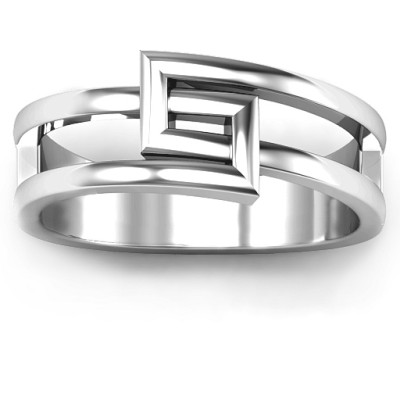 Square on Square Geometric Solid White Gold Ring
