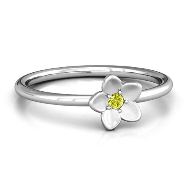 Stackr 'Azelie' Flower Solid White Gold Ring