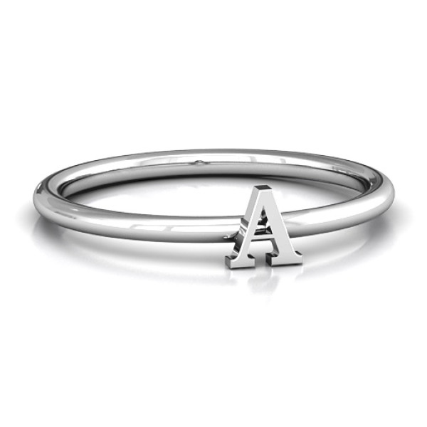 Stackr A-Z Solid White Gold Ring