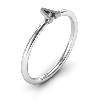 Stackr A-Z Solid White Gold Ring