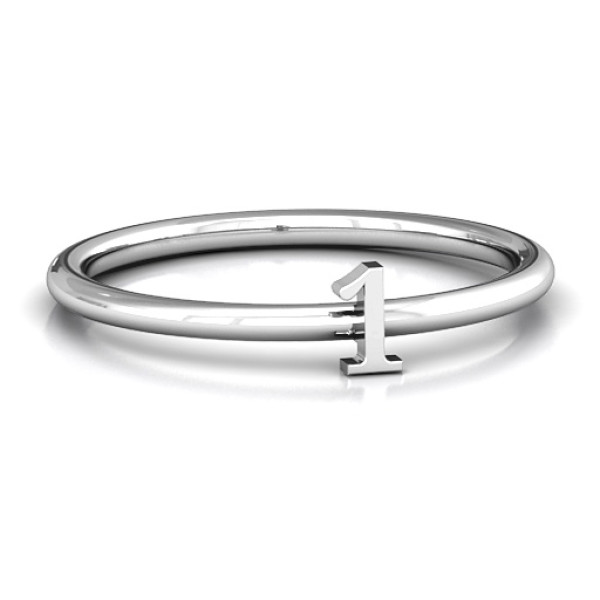 Stackr Number Solid White Gold Ring