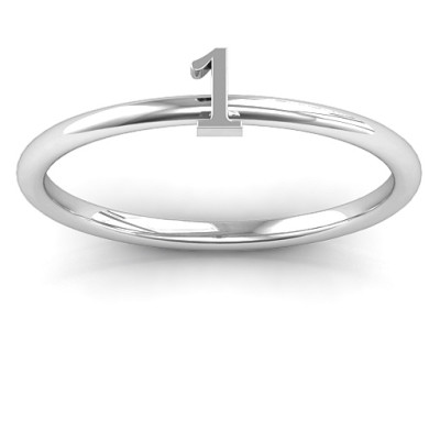 Stackr Number Solid White Gold Ring