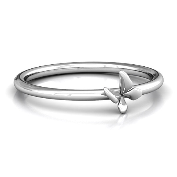 Stackr Soaring Butterfly Solid White Gold Ring