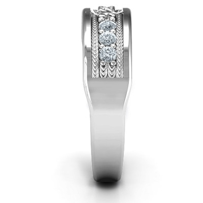 Star of David Band Solid White Gold Ring