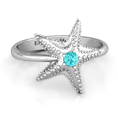 Starfish Solid White Gold Ring