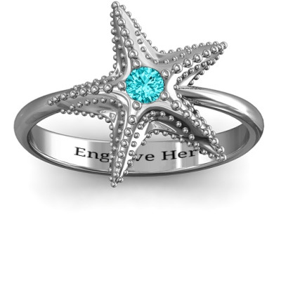 Starfish Solid White Gold Ring