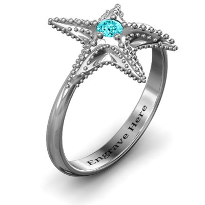 Starfish Solid White Gold Ring