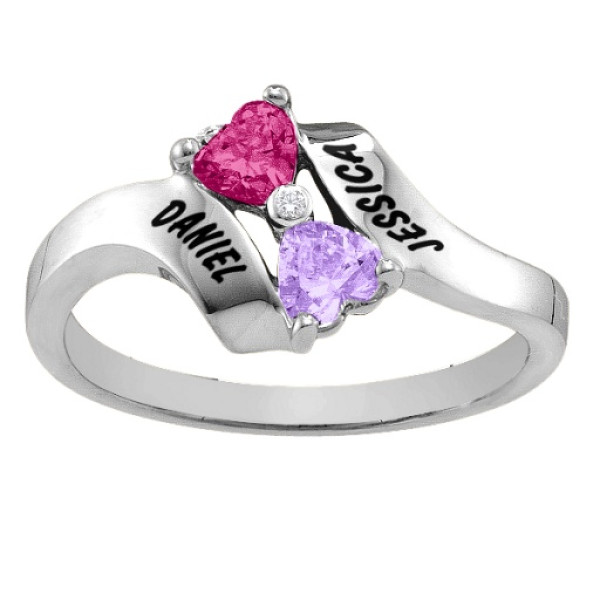 18CT White Gold Rhapsody Kissing Hearts Ring