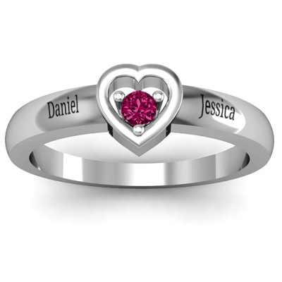 18CT White Gold Solitaire Heart Ring