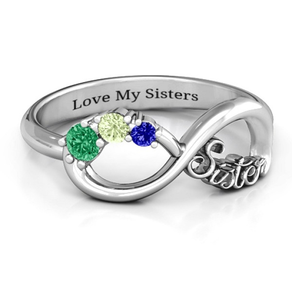 18CT White Gold 2-4 Stone Sisters Infinity Ring