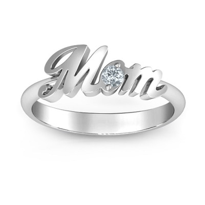 18CT White Gold All About Mom Birthstone Ring