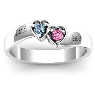 18CT White Gold Double Interlocked Hearts Ring