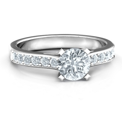 18CT White Gold Elegant Duchess Ring with Shoulder Accents