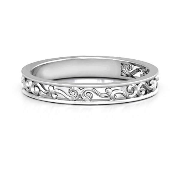 18CT White Gold Filigree Band Ring