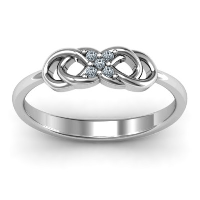 18CT White Gold Infinity Knot Ring with Accents