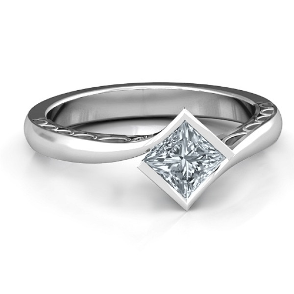 18CT White Gold Krista Princess Cut Ring