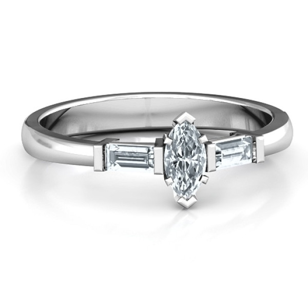 18CT White Gold Marquise Cut Love Ring