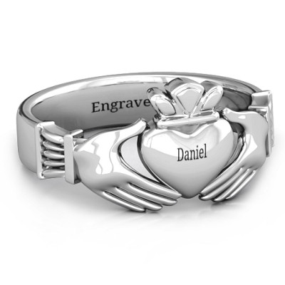 18CT White Gold Men's Classic Celtic Claddagh Ring