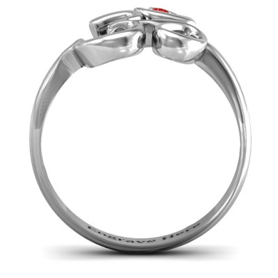 18CT White Gold Om - Sound of Universe Ring with Round Stone