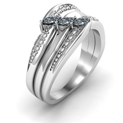 18CT White Gold Shimmering Triple-Marquise Ring