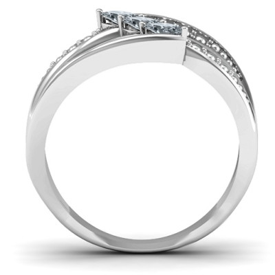 18CT White Gold Shimmering Triple-Marquise Ring