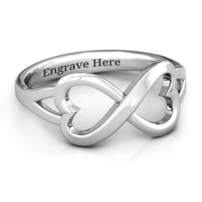 18CT White Gold Simple Double Heart Infinity Ring