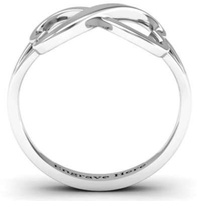 18CT White Gold Simple Double Heart Infinity Ring