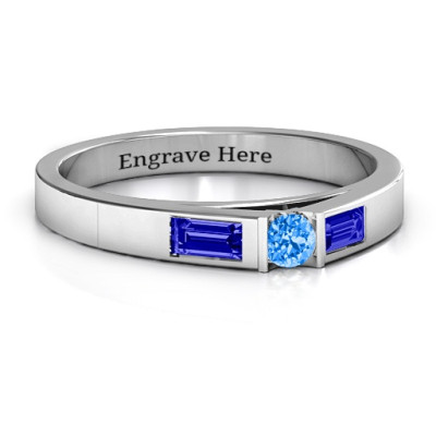 18CT White Gold Solitaire Bridge Ring with Baguette Accents