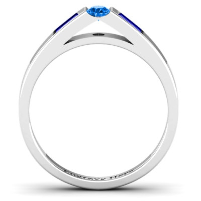 18CT White Gold Solitaire Bridge Ring with Baguette Accents