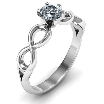 18CT White Gold Solitaire Infinity Ring