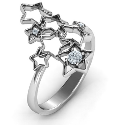 18CT White Gold Sparkling Constellation Ring