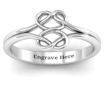 18CT White Gold Tangled Hearts Infinity Ring