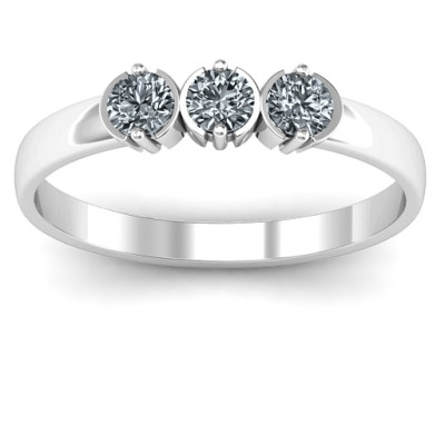 18CT White Gold Trinity Ring with Cubic Zirconias Stones