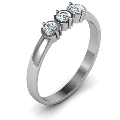 18CT White Gold Trinity Ring with Cubic Zirconias Stones