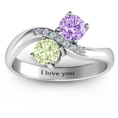 Storybook Romance Two Stone Solid White Gold Ring
