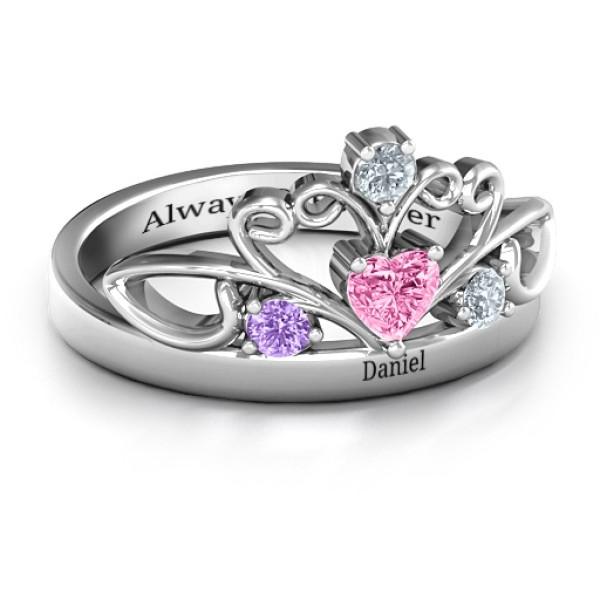 Tale Of True Love Tiara Solid White Gold Ring