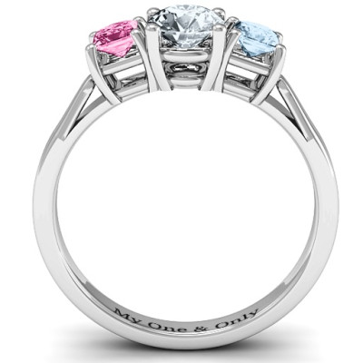 Three Stone Eternity with Princess Accents Solid White Gold Ring