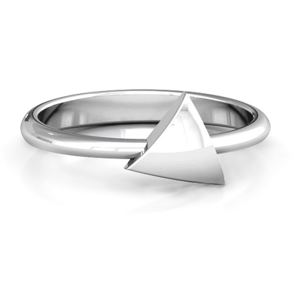 Triangle Pebble Geometric Solid White Gold Ring