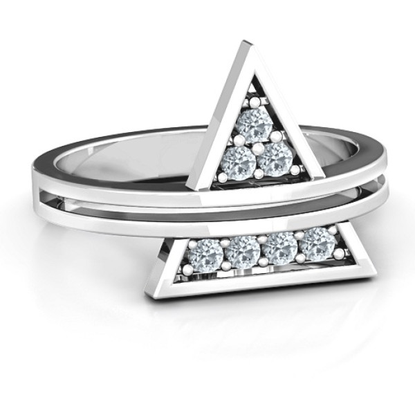 Triangle of Glam Geometric Solid White Gold Ring