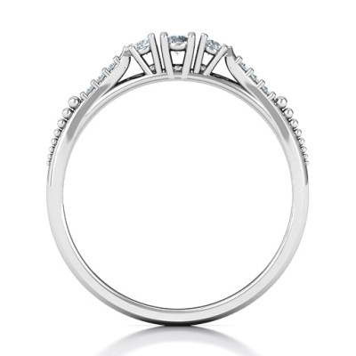 Trinity Solid White Gold Ring on Accented Band