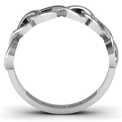 Triple Entwined Infinity Solid White Gold Ring