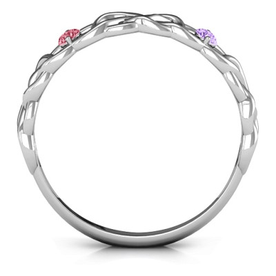Two-Stone Interwoven Infinity Solid White Gold Ring