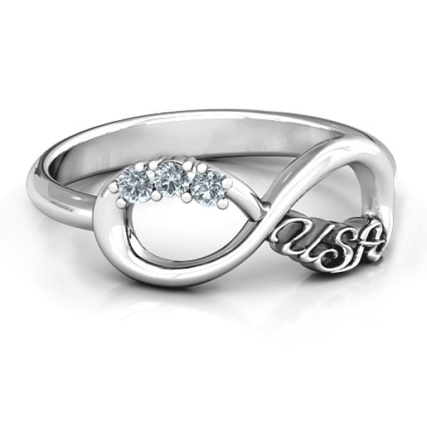 USA Infinity Solid White Gold Ring