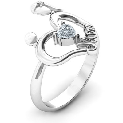 Unbreakable Bond Heart Solid White Gold Ring