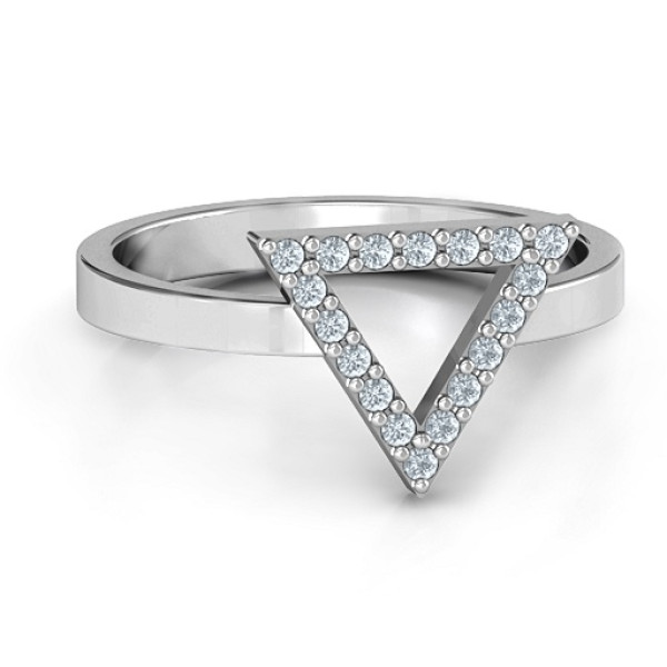Your Best Triangle with Accents Solid White Gold Ring