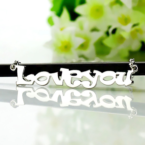 Cute Cartoon Ravie Font 18CT White Gold Name Necklace