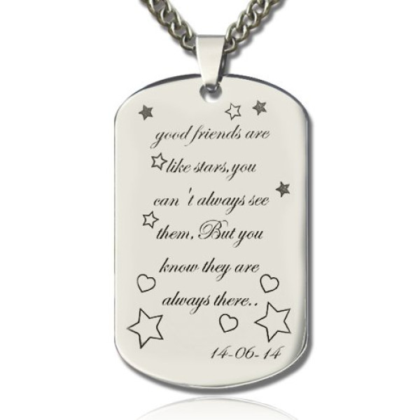 Solid White Gold Best Friends Gift Dog Tag Name Necklace