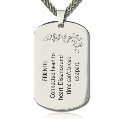 Solid White Gold Best Friends Dog Tag Name Necklace